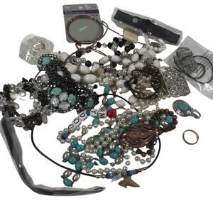 Crafting Jewelry Lot Recycling Beaded Flowery Metal Assortment 1lb 14oz.
